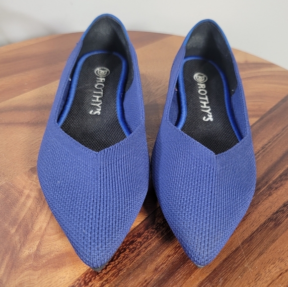 Rothys The Point Ballet Flats Blue Red & White Stripe Accent Women's Size 5.5 - Picture 8 of 16